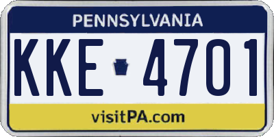 PA license plate KKE4701