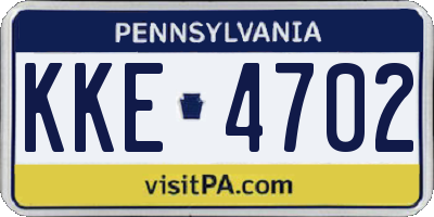 PA license plate KKE4702
