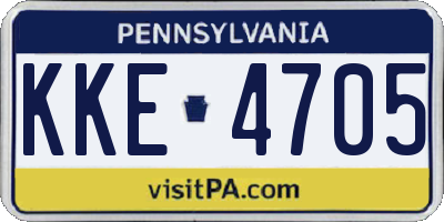 PA license plate KKE4705