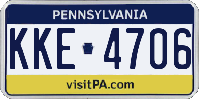 PA license plate KKE4706