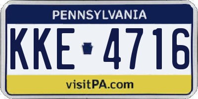 PA license plate KKE4716