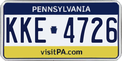 PA license plate KKE4726