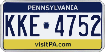 PA license plate KKE4752