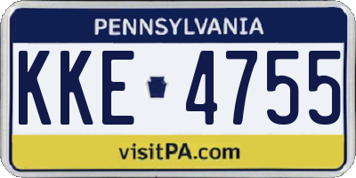 PA license plate KKE4755