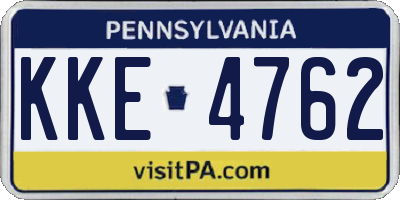 PA license plate KKE4762