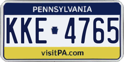 PA license plate KKE4765