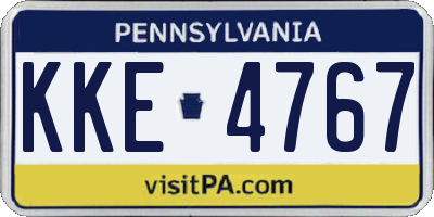 PA license plate KKE4767