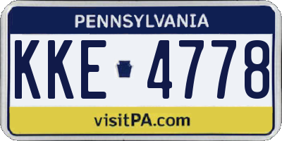 PA license plate KKE4778