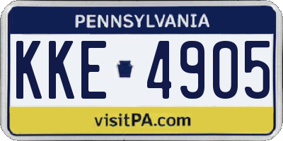 PA license plate KKE4905