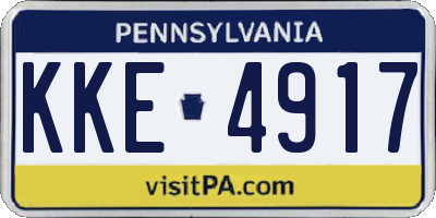 PA license plate KKE4917