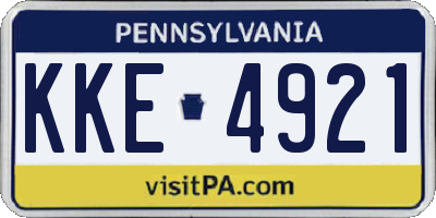 PA license plate KKE4921