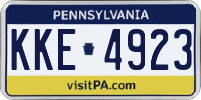 PA license plate KKE4923