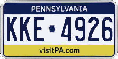 PA license plate KKE4926