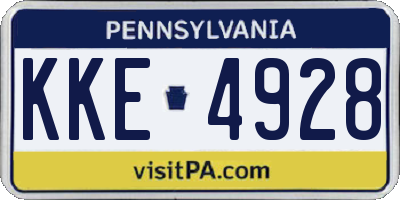 PA license plate KKE4928