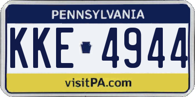 PA license plate KKE4944