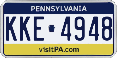 PA license plate KKE4948