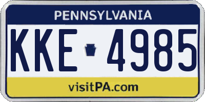 PA license plate KKE4985