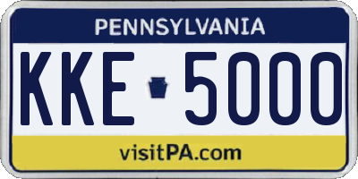 PA license plate KKE5000