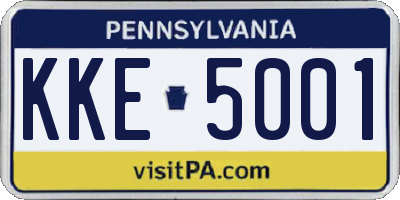 PA license plate KKE5001