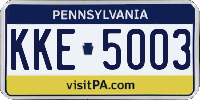 PA license plate KKE5003