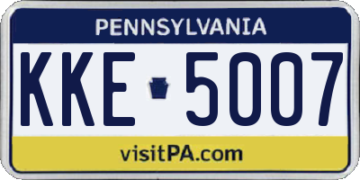 PA license plate KKE5007