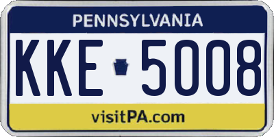 PA license plate KKE5008
