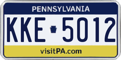 PA license plate KKE5012