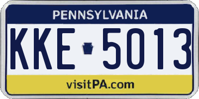 PA license plate KKE5013