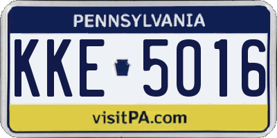 PA license plate KKE5016