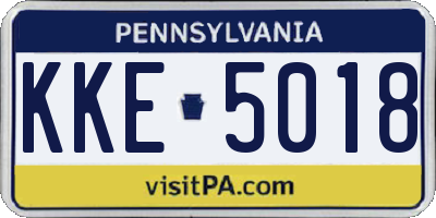 PA license plate KKE5018
