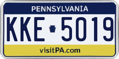 PA license plate KKE5019