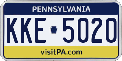 PA license plate KKE5020