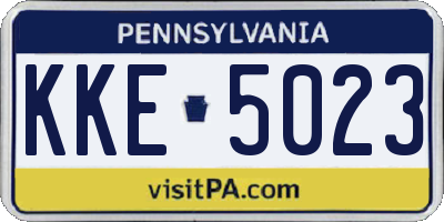 PA license plate KKE5023