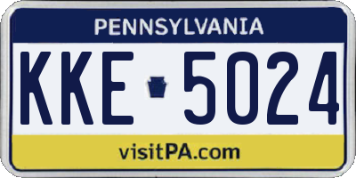 PA license plate KKE5024
