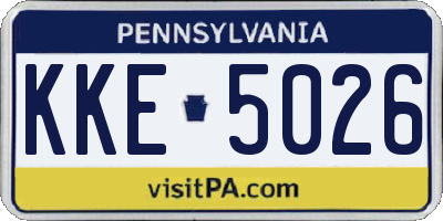 PA license plate KKE5026