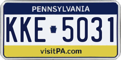 PA license plate KKE5031