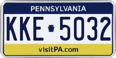 PA license plate KKE5032