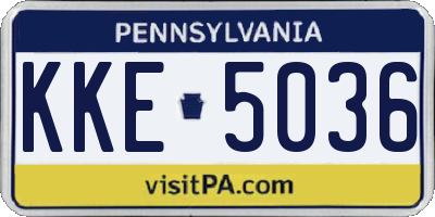 PA license plate KKE5036