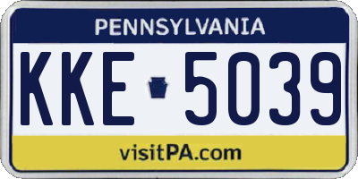 PA license plate KKE5039