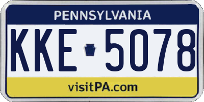 PA license plate KKE5078