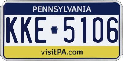 PA license plate KKE5106