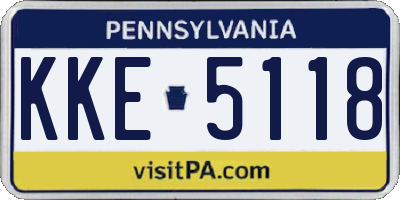 PA license plate KKE5118