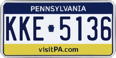 PA license plate KKE5136