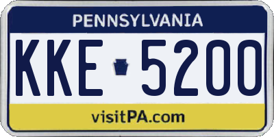 PA license plate KKE5200