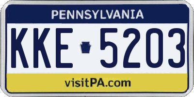 PA license plate KKE5203