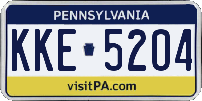 PA license plate KKE5204