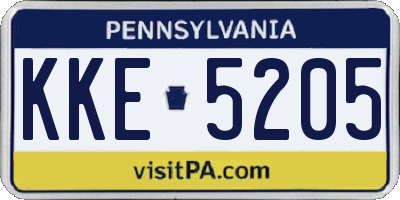 PA license plate KKE5205