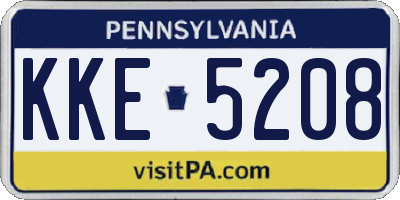 PA license plate KKE5208