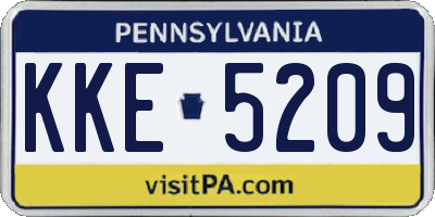 PA license plate KKE5209