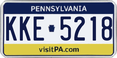 PA license plate KKE5218